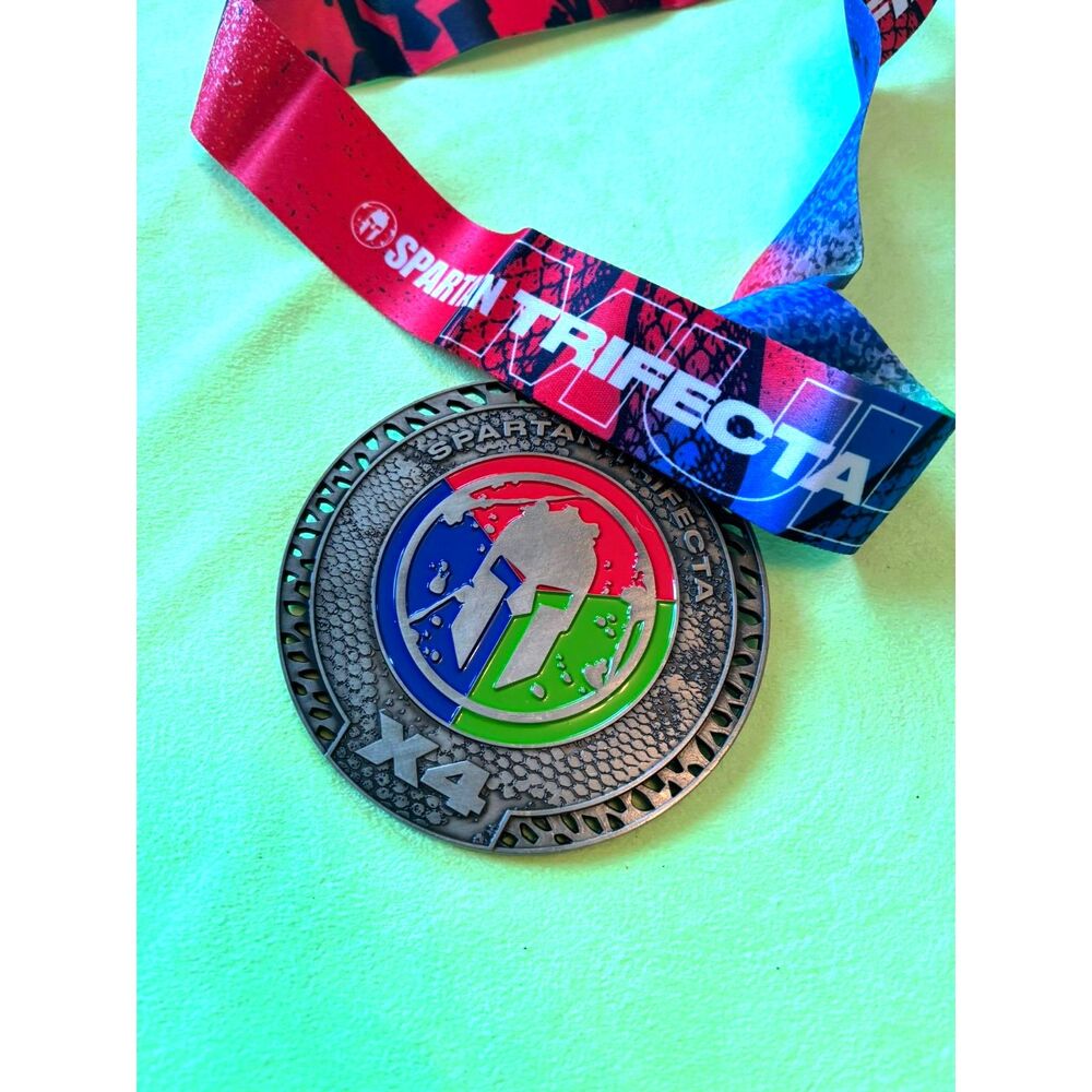 2024 Spartan X4 Trifecta Achievement Medal 4.5" Original Ribbon